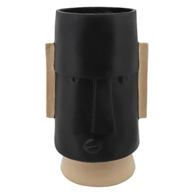 22″ Black and Beige Angry Comic Face Planter