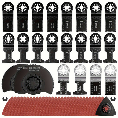55-Piece Vibrating Saw Blades Multi-Tool Blade Set - For Wood, Plastic & Metal - Compatible With Bosch, DeWalt, Makita, Milwaukee, Craftsman & Fein - For DIY Enthusiasts & Professionals