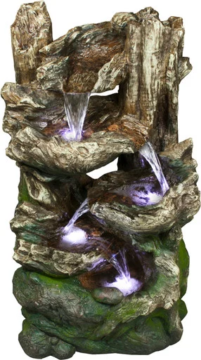 24.75″ Brown LED Outdoor Patio Water Fountain