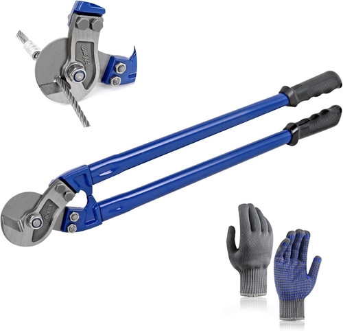 24" Heavy Duty Wire Rope Cutter,Steel Wire Cutters w/Ergonomic Handle Design, Hardened Cable Cutter Cuts Up to 13/32" for Wire rope, Stainless Steel Wire, Copper and Aluminium Cables