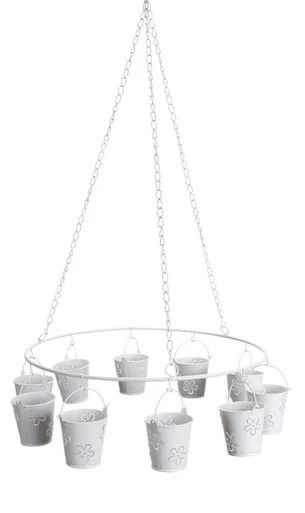 25.5″ White Round Hanging Tealight Candleholder Floral Buckets