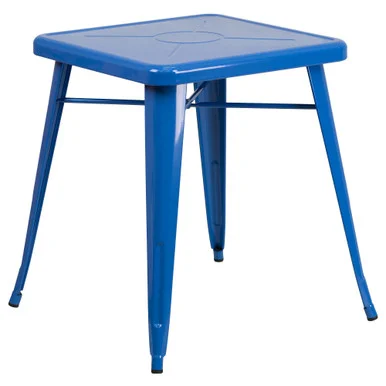 29” Blue Solid Square Outdoor Cafe Bar Table