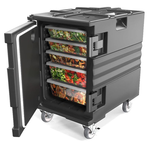 Hot Box Food Warmer, Insulated Food Pan Carrier w/Lockable Wheels Double Buckles and Handles, Stackable Hot Boxes for Catering Restaurant Canteen Family Party Black 82QT