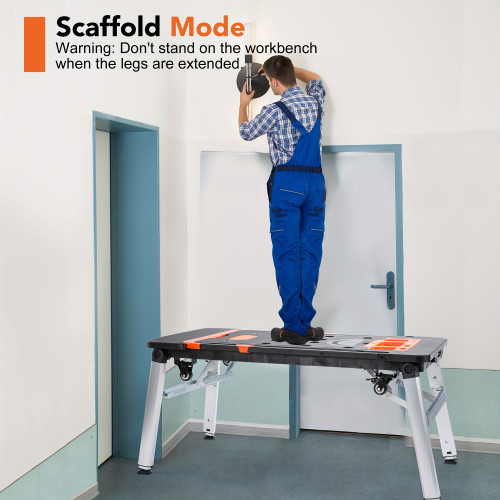Elevate Your Work Efficiency With The Multi-Functional 7-in-1 Aluminum Folding Work Platform In Black