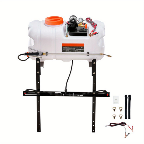 15.9 Gal ATV Spot Sprayer - 12V Pump Broadcast Sprayer with Nozzle Boom, 60L Water Tank, 1.9 GPM Flow Rate, Adjustable 0-72 PSI, 20ft Hose, White - Ideal for Farming and Urban Agriculture, Sprayer Pump for Gardening