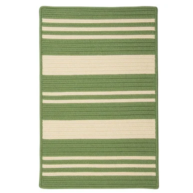 3.5′ x 5.5′ Green and Beige All Purpose Striped Handcrafted Reversible Rectangular Area Throw Rug