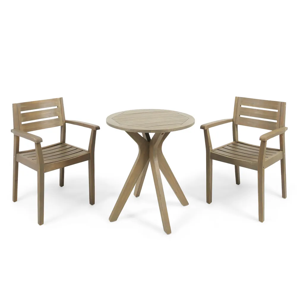Stamford Outdoor 3pc Brown Contemporary Patio Bistro Set 33″ – Stylish and Comfortable Furniture for Outdoor Dining