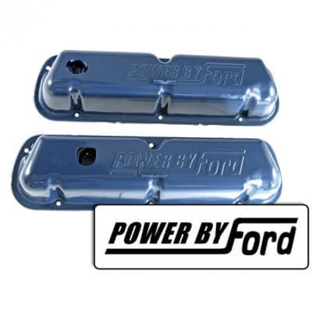 Scott Drake 1968-1970 Ford Mustang Valve Covers with Powered by Ford Logo C8OZ-6A582-BL