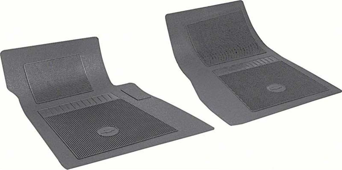 1967-81 Impala, Bel Air, Caprice, Truck, Blazer, Suburban, Bow Tie Floor Mat Set, Front, Black, Pair