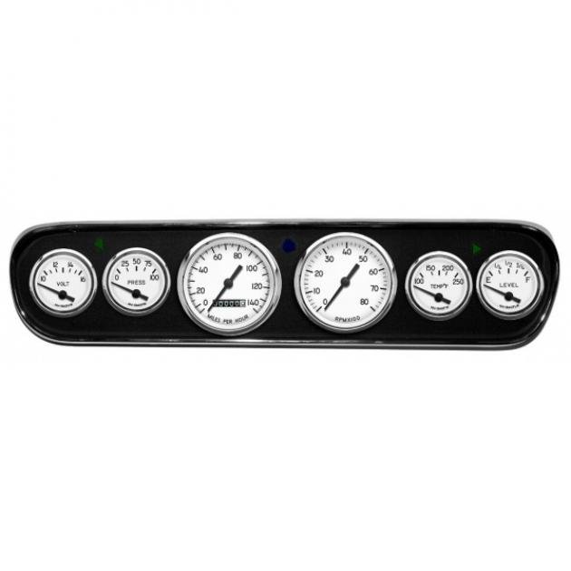 Mustang - New Vintage USA 1940 Series DIY Gauge Panel Kit - 6 Gauge Package, White Dial, 1964-1966 - Mechanical Speedometer MPH