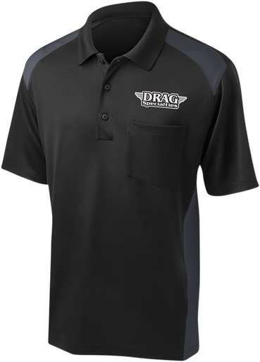 THROTTLE THREADS Drag Specialties Polo Shirt - Black/Charcoal - Medium DRG30CS416BCHMD