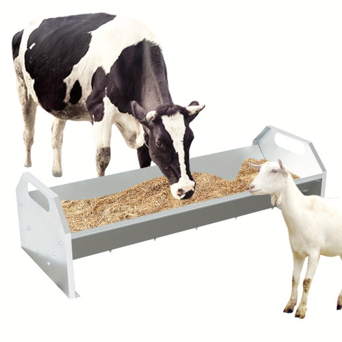 Portable 45" Long Livestock Feeding Trough,Galvanized Steel 22 Gallon Capacity HorseTrough,Heavy-Duty Sheep Trough For Livestock For Horse, Cattle, Cow, Pig Silvery
