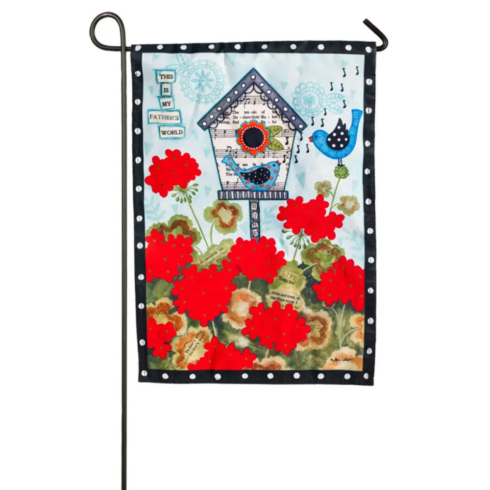 Floral and Singing Birds Musical Decorative Outdoor Garden Flag 18″ x 12.5″