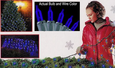 4′ x 6′ Blue Mini Net Style Christmas Lights, Green Wire