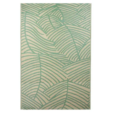 4′ x 6′ Green and Beige Leaf Design Rectangular Outdoor Area Rug