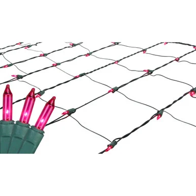 4′ x 6′ Pink Mini Incandescent Net Style Christmas Net Lights – Green Wire