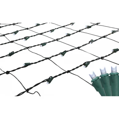 4′ x 6′ Pure White LED Wide Angle Net Style Christmas Lights, Green Wire
