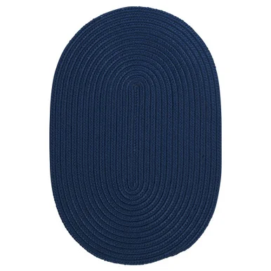 4′ x 7′ Navy Blue Solid All Purpose Handcrafted Reversible Oval Outdoor Area Throw Rug
