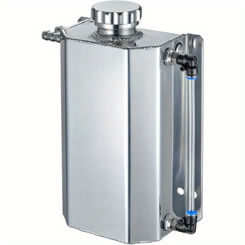 2L Polished Aluminum Silver Coolant Overflow Reservoir Tank | Universal Radiator Reservoir Expansion Catch Can