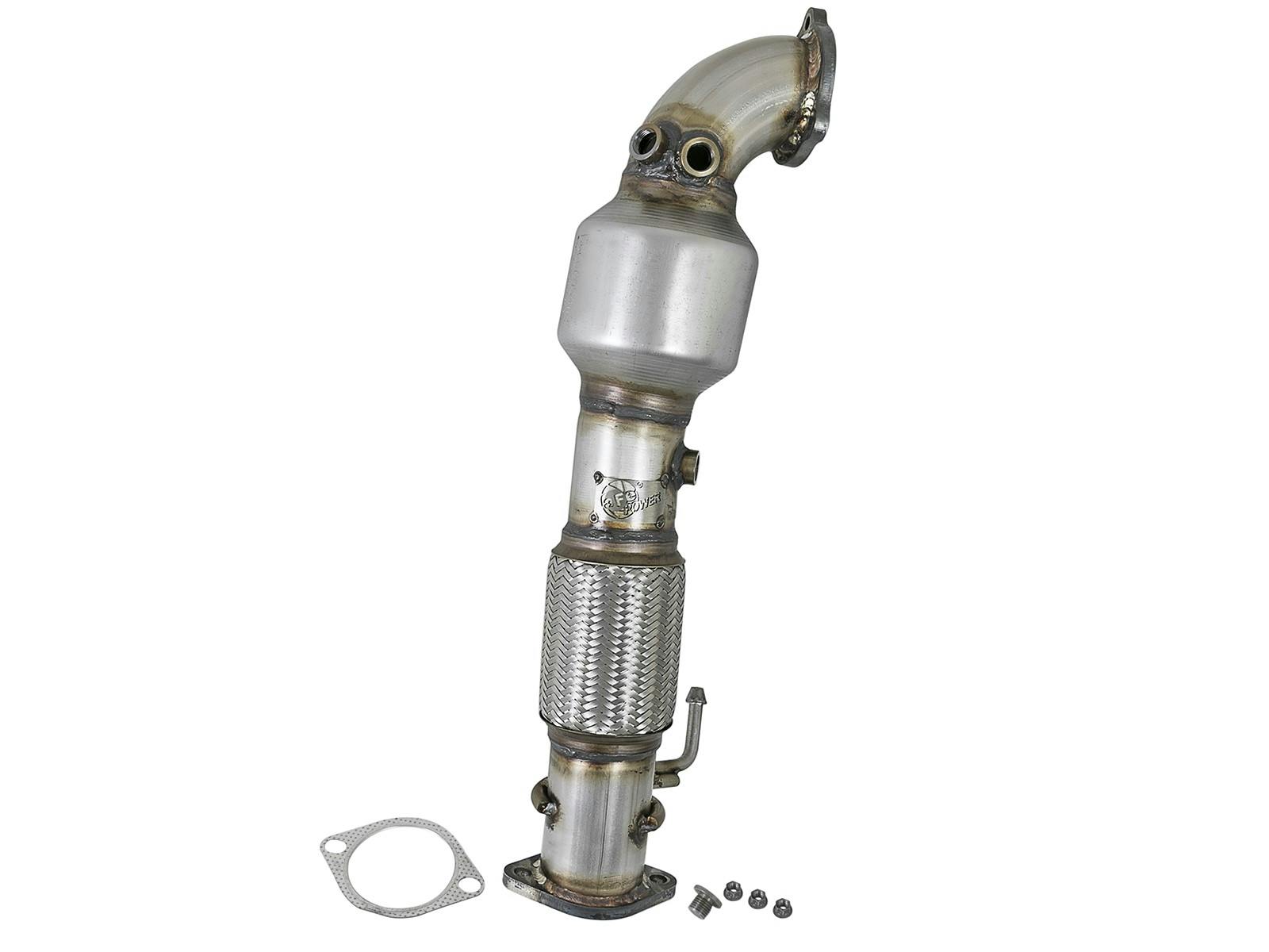 AFE 48-37001-1HC Twisted Steel Downpipe 2-1/2 IN 304 Stainless Steel w/ Cat