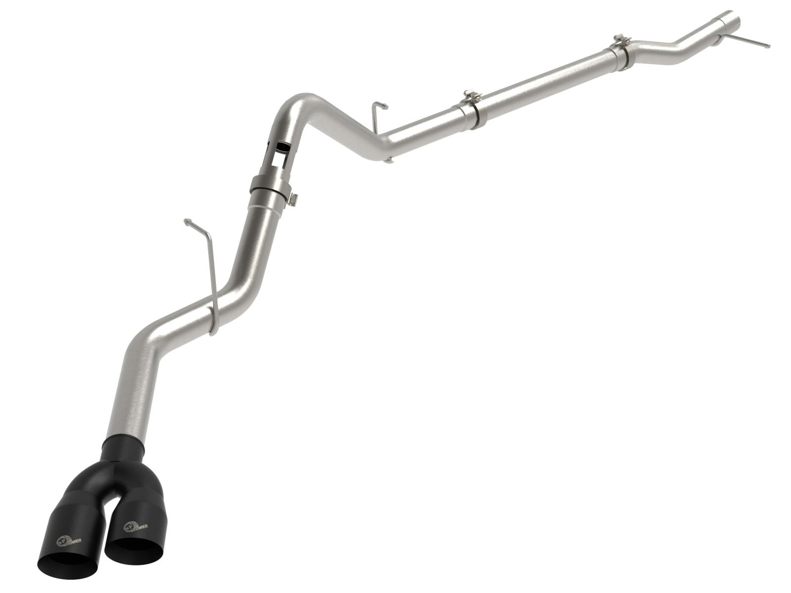 AFE 49-34145-B Rebel XD Series 3 IN 304 Stainless Steel DPF-Back Exhaust w/Dual Black Tips