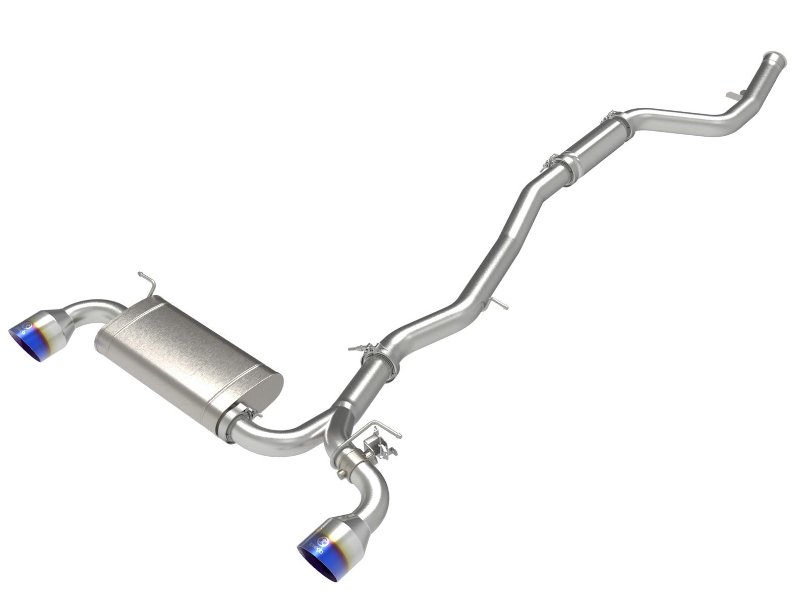 AFE 49-36050-L Takeda 3 IN to 2-1/2 IN 304 Stainless Steel Cat-Back Exhaust System w/ Blue Ti