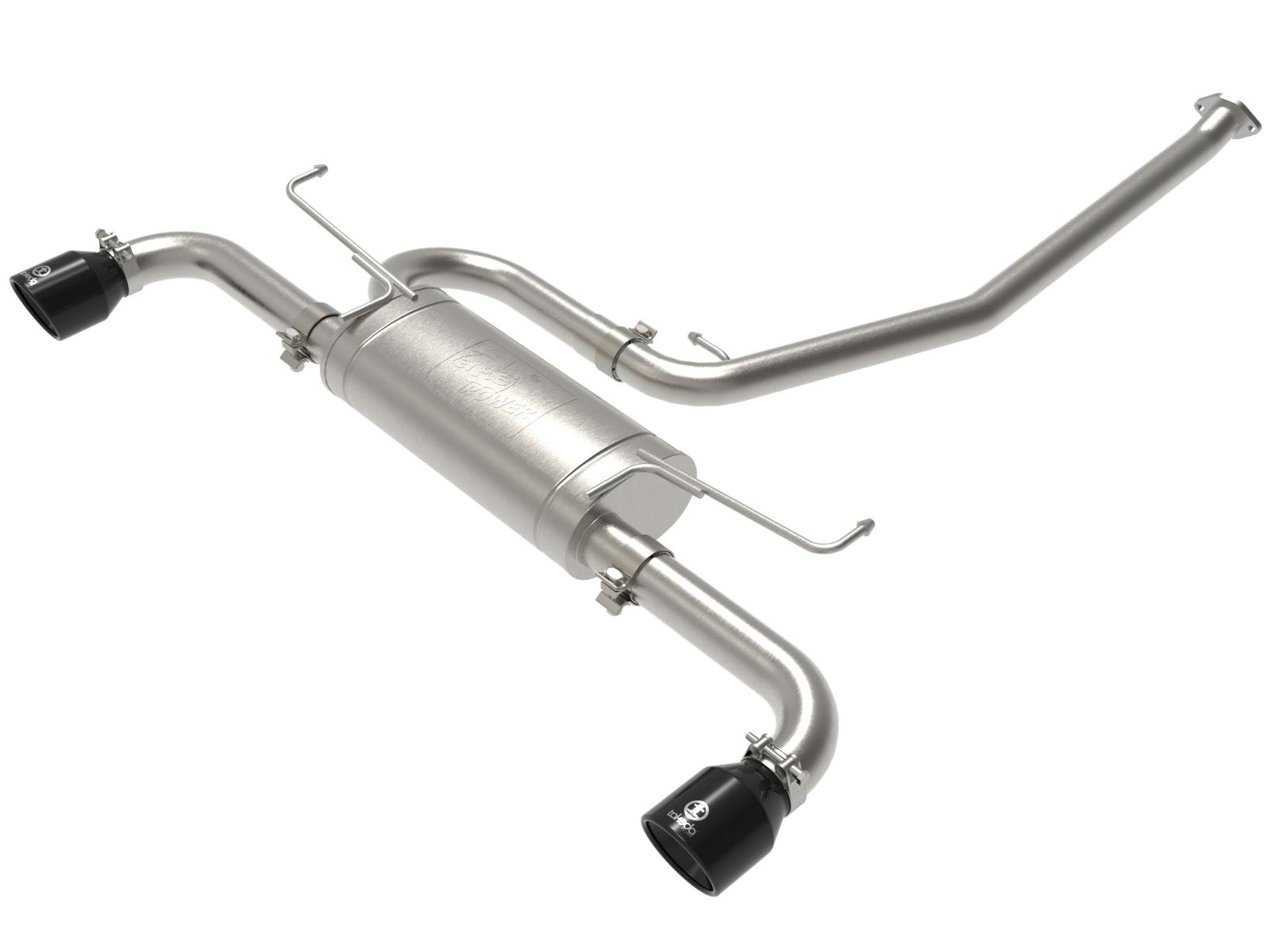 AFE 49-36053-B Takeda 2-1/4 IN to 2-1/2 IN 304 Stainless Steel Cat-Back Exhaust w/ Black Tip