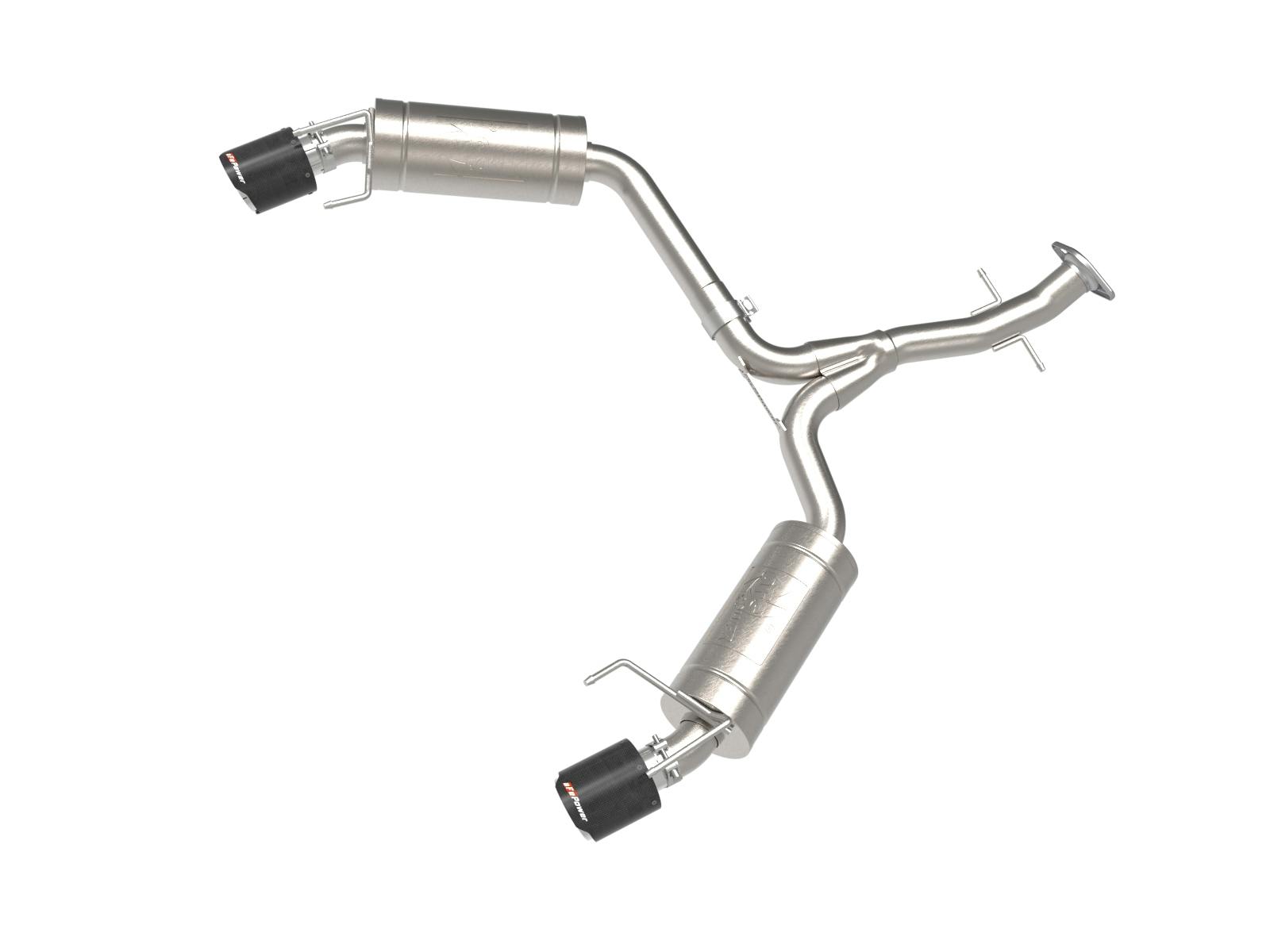 AFE 49-36055-C Takeda 2-1/2 IN 304 Stainless Steel Axle-Back Exhaust System w/ Carbon Fiber