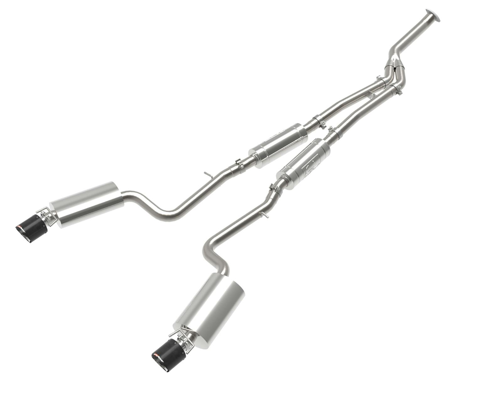 AFE 49-36059-C Takeda 3 IN to 2-1/2 IN 304 Stainless Steel Cat-Back Exhaust System Carbon Fib