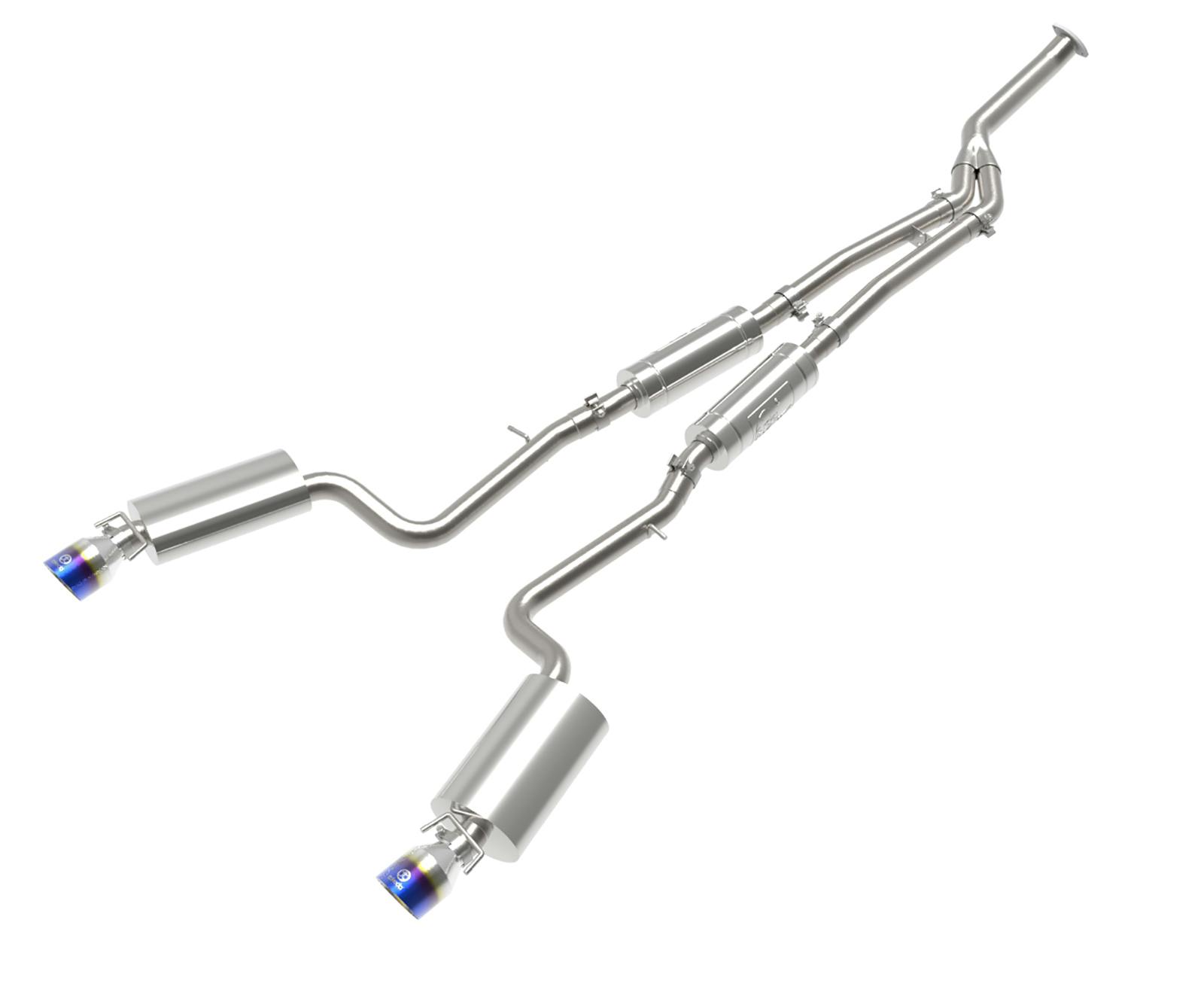 AFE 49-36059-L Takeda 3 IN to 2-1/2 IN 304 Stainless Steel Cat-Back Exhaust System w/ Blue Ti