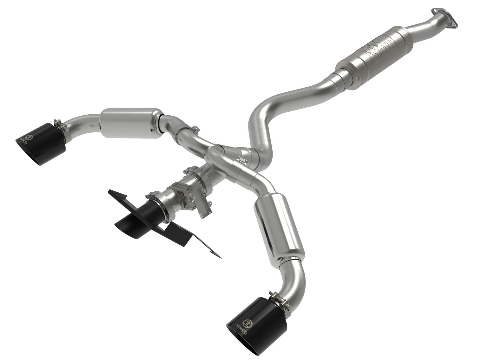 AFE 49-36067-B Gemini XV 3 IN to 2-1/2 IN 304 Stainless Steel Cat-Back Exhaust w/ Cut-Out Bla