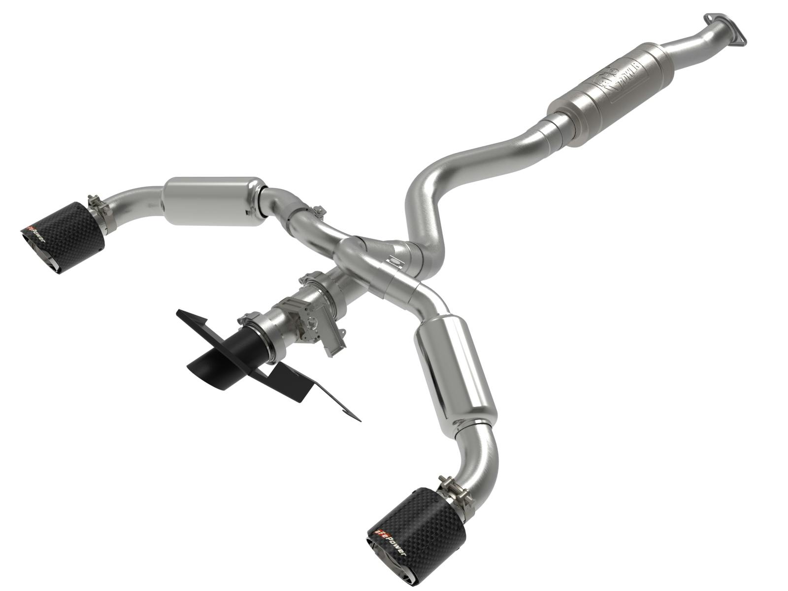 AFE 49-36067-C Gemini XV 3 to 2-1/2 IN 304 Stainless Steel Cat-Back Exhaust w/ Cut-Out Carbon