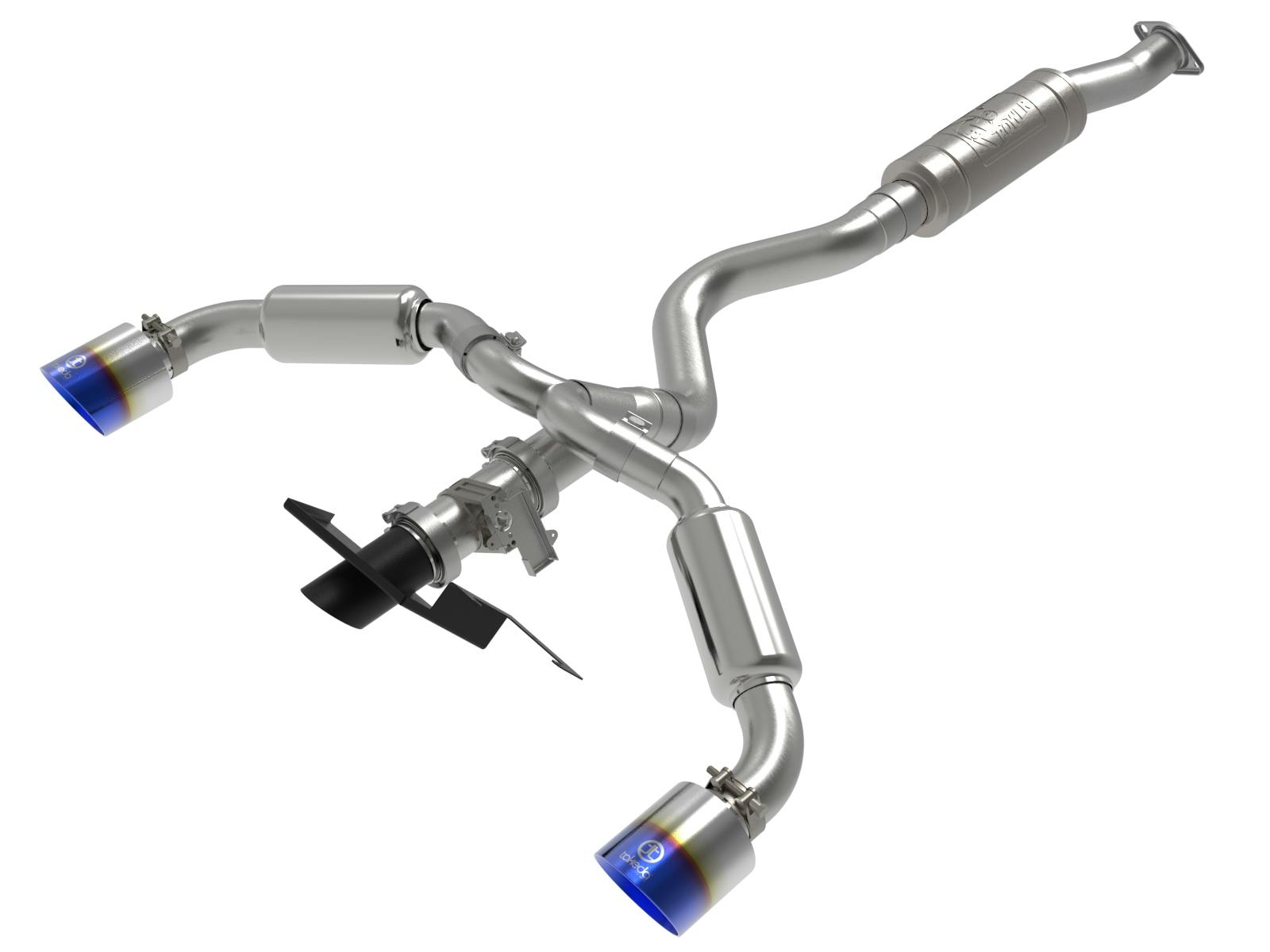 AFE 49-36067-L Gemini XV 3 IN to 2-1/2 IN 304 Stainless Steel Cat-Back Exhaust w/ Cut-Out Blu