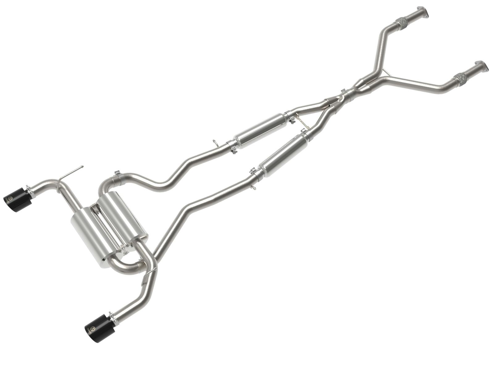 AFE 49-36136-B Takeda 2-1/2 IN 304 Stainless Steel Cat-Back Exhaust System w/ Black Tips