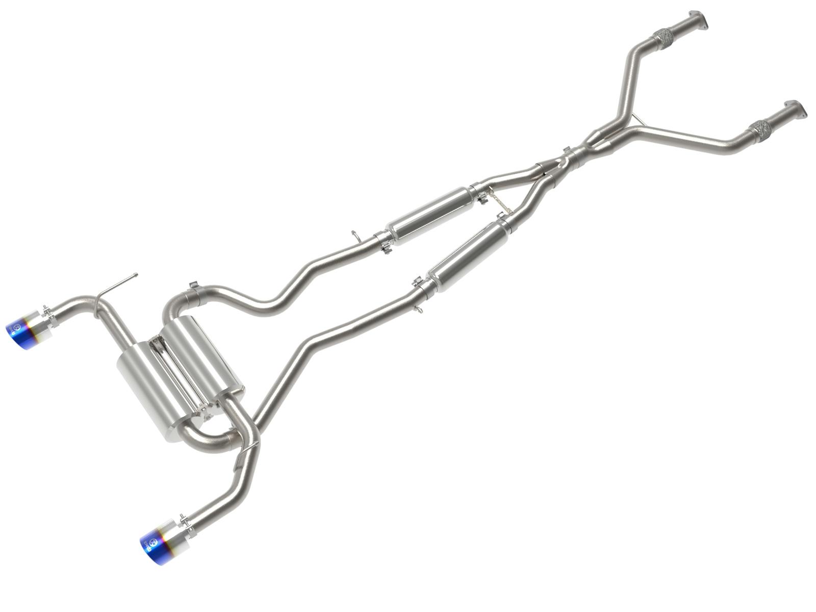 AFE 49-36136-L Takeda 2-1/2 IN 304 Stainless Steel Cat-Back Exhaust System w/ Blue Flame Tips