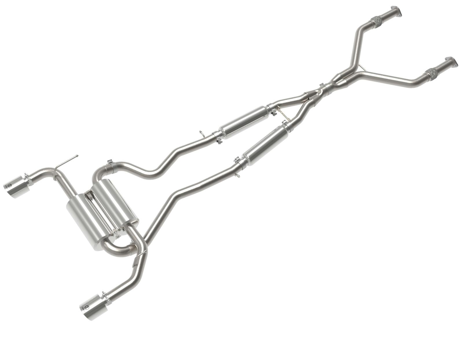 AFE 49-36136-P Takeda 2-1/2 IN 304 Stainless Steel Cat-Back Exhaust System w/ Polished Tips