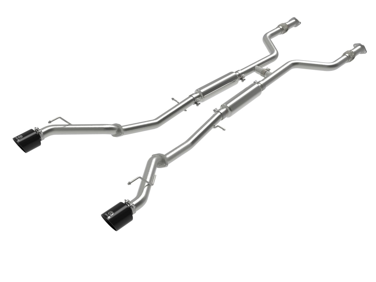 AFE 49-36138-B Takeda 2-1/2 IN 304 Stainless Steel Cat-Back Exhaust System w/ Black Tips