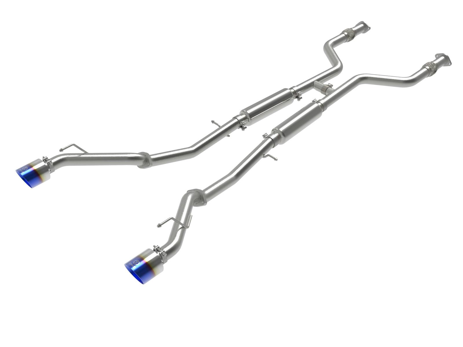 AFE 49-36138-L Takeda 2-1/2 IN 304 Stainless Steel Cat-Back Exhaust System w/ Blue Flame Tips
