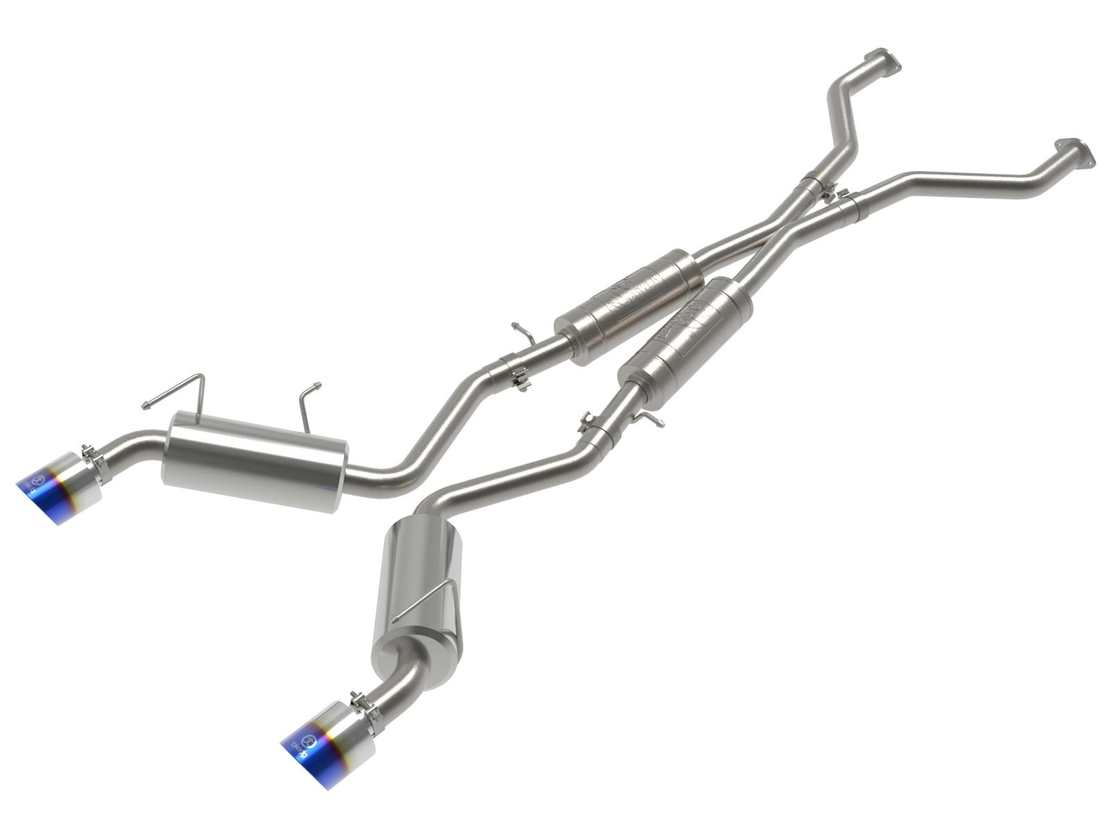 AFE 49-36139-L Takeda 2-1/2 IN 304 Stainless Cat-Back Exhaust w/ Resonator and Blue Flame Tip