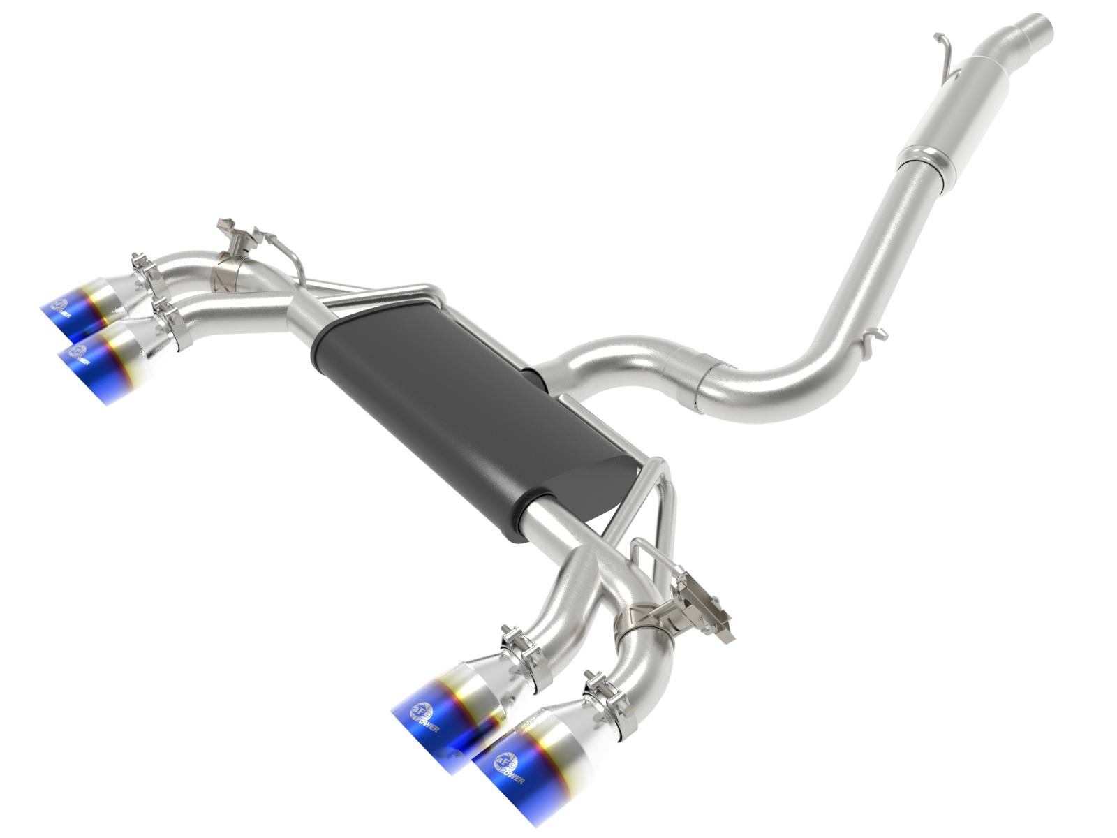 AFE 49-36430-L MACH Force-Xp 3 IN to 2-1/2IN Stainless Steel Cat-Back Exhaust w/ Blue Flame T