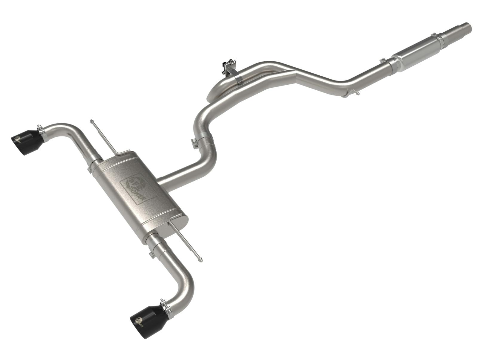 AFE 49-36451-B Gemini XV 3 IN to 2-1/2 IN 304 Stainless Steel Cat-Back Exhaust w/ Cut-Out Bla