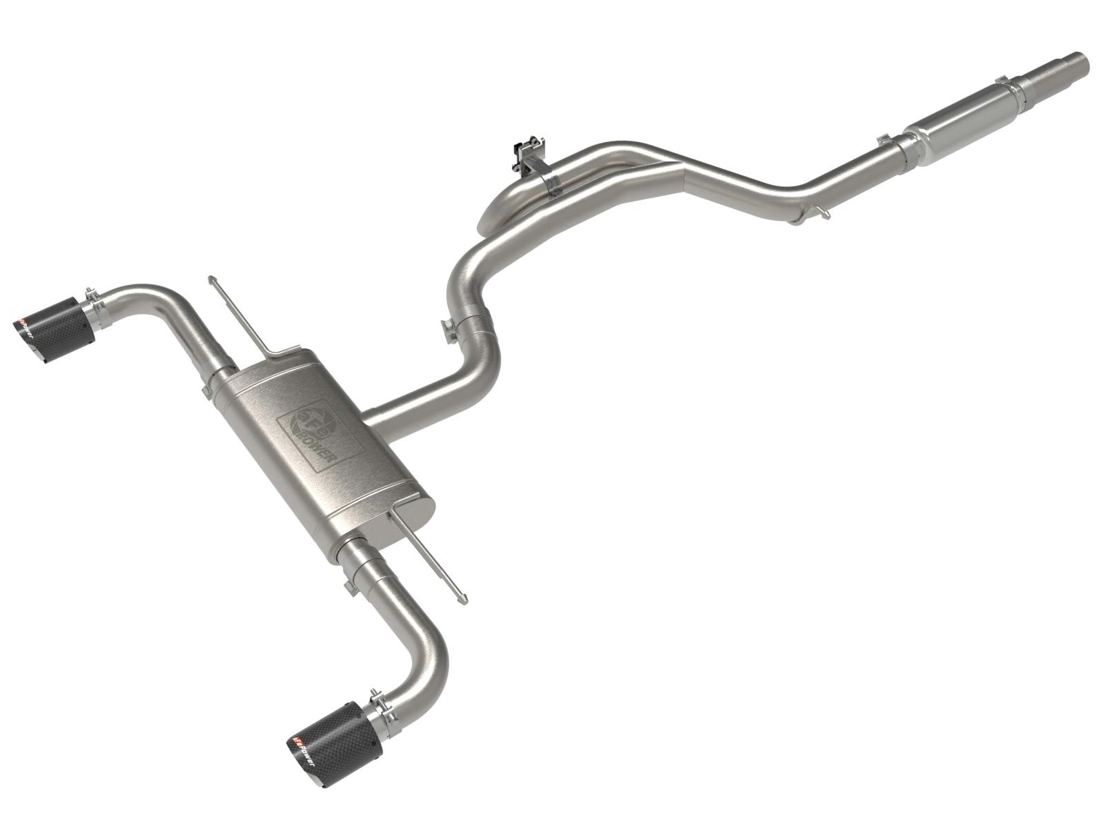 AFE 49-36451-C Gemini XV 3 to 2-1/2 IN 304 Stainless Steel Cat-Back Exhaust w/ Cut-Out Carbon