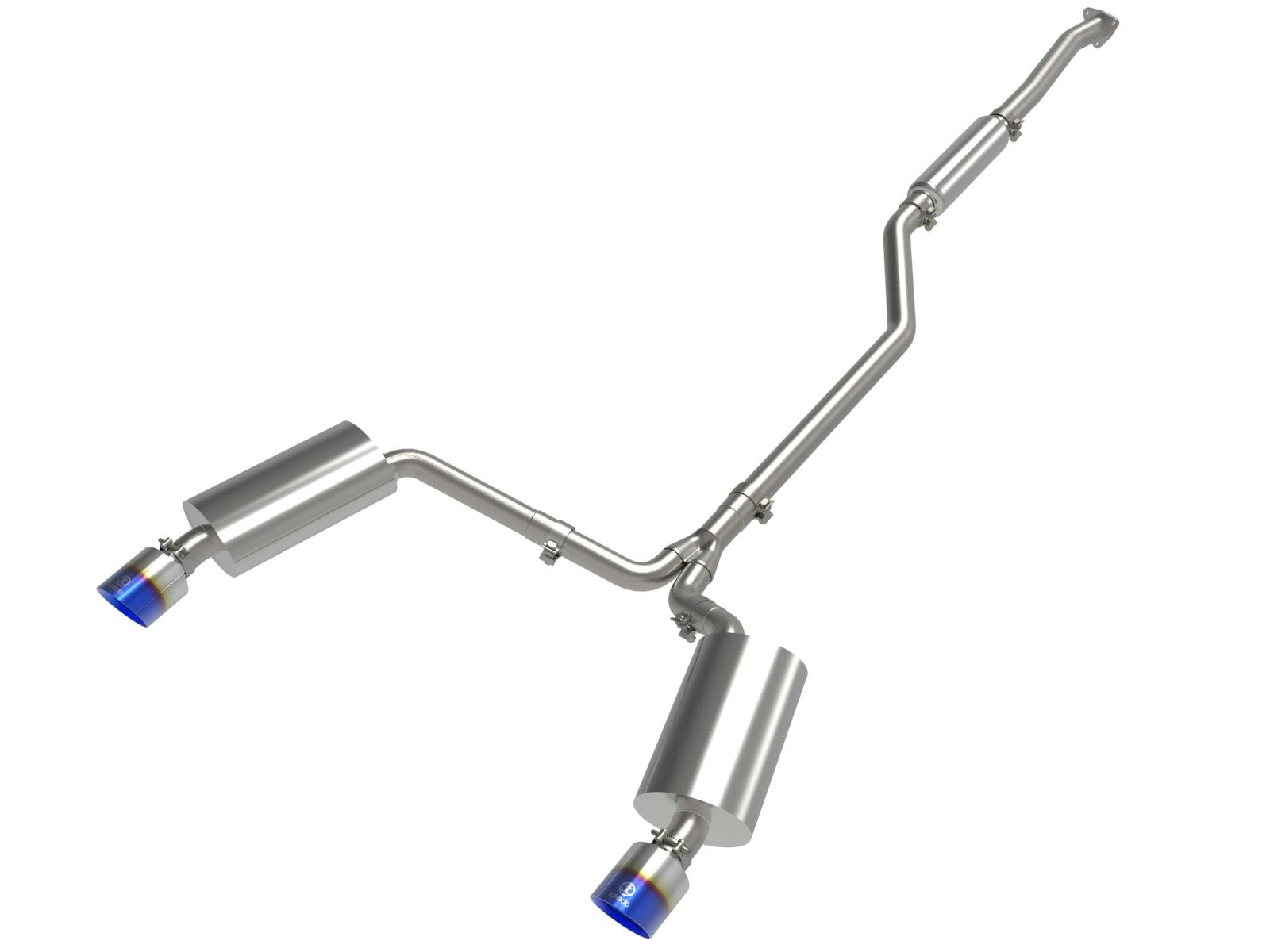AFE 49-36629-L Takeda 2-1/2 IN to 2-1/4 IN 304 Stainless Steel Cat-Back Exhaust System Blue