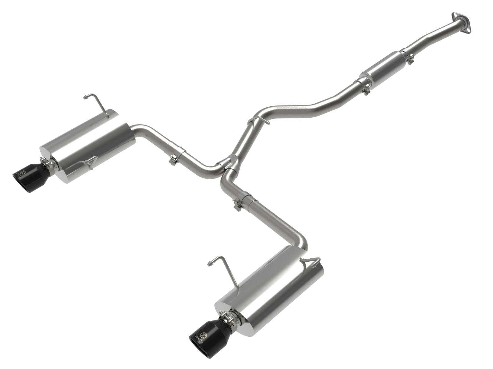 AFE 49-36804-B Takeda 2-1/2 IN to 2-1/4 IN 304 Stainless Steel Cat-Back Exhaust w/ Black Tip