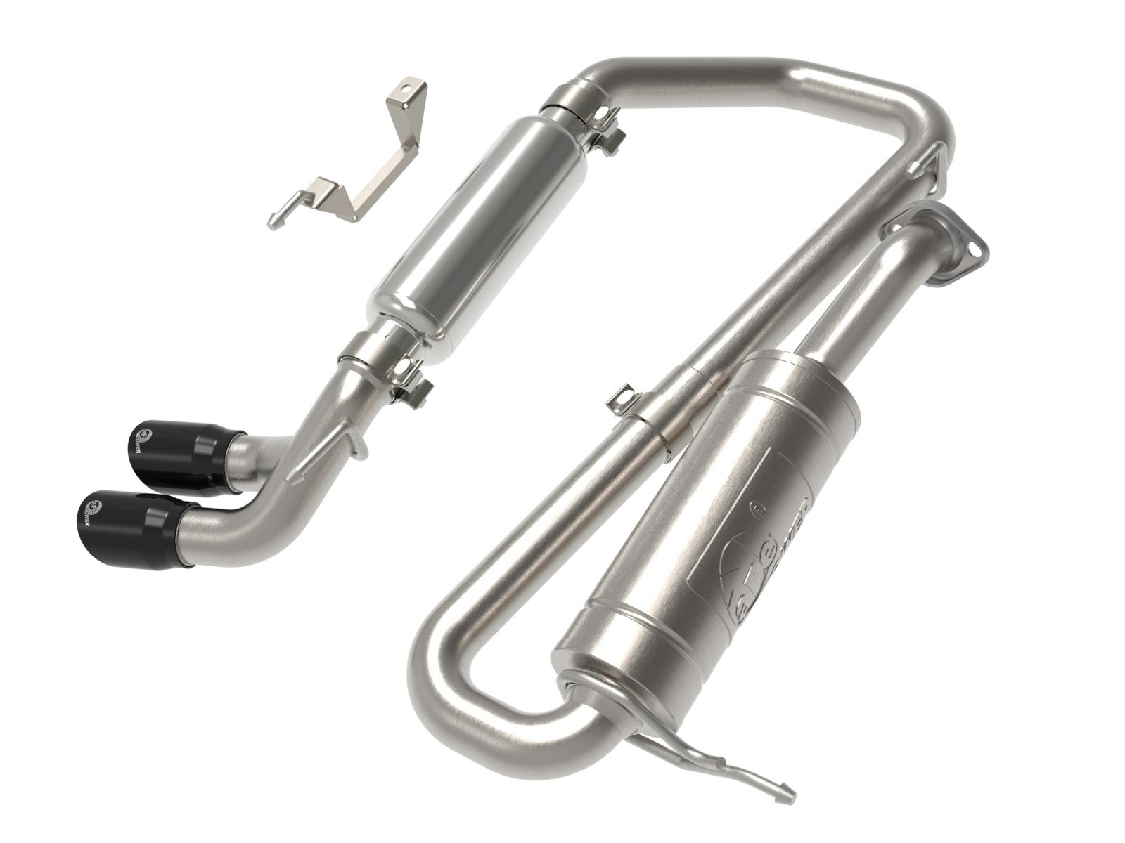 AFE 49-37020-B Takeda 2-1/4 IN 304 Stainless Steel Cat-Back Exhaust System w/ Black Tip