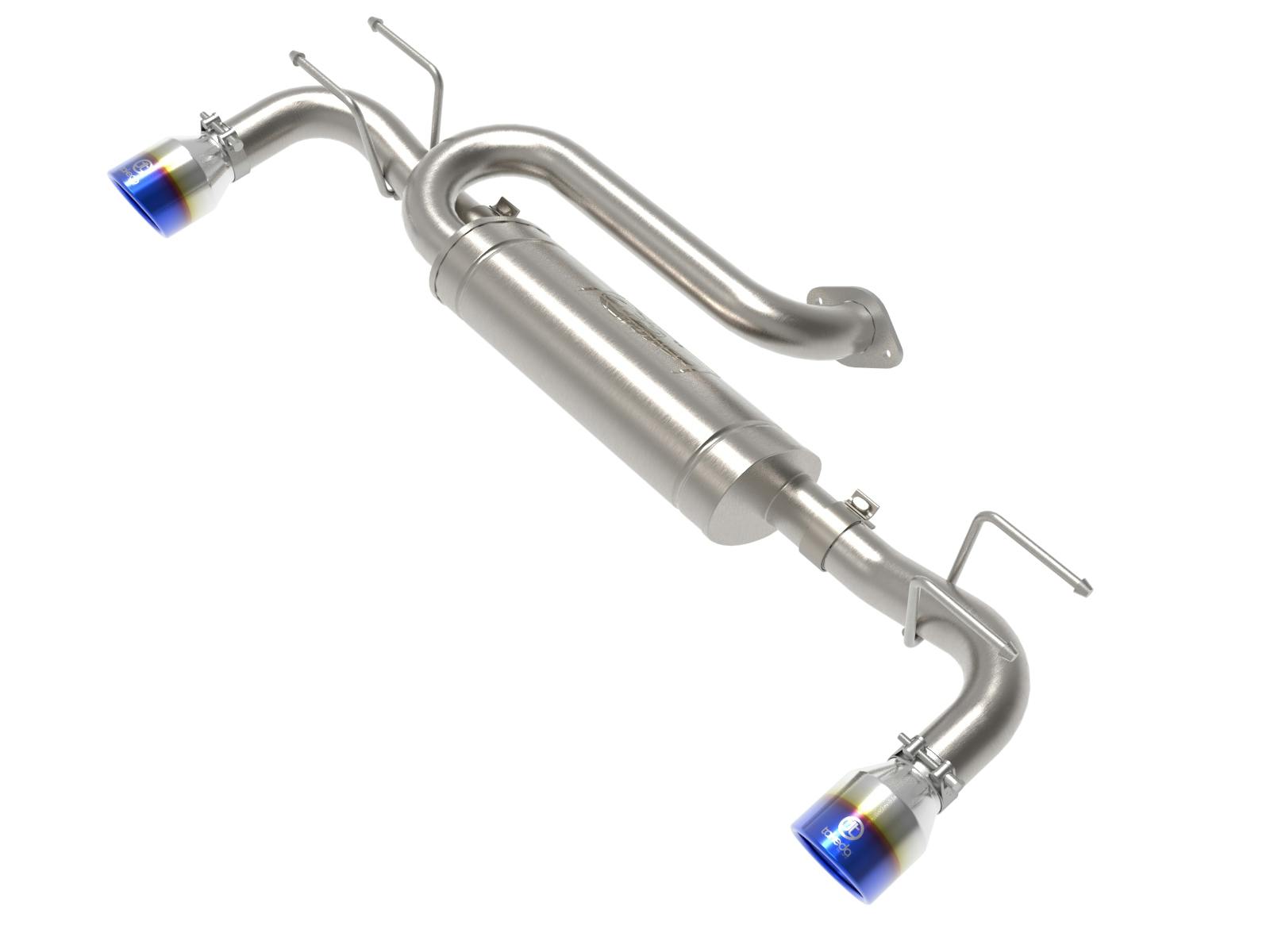 AFE 49-37023-L Takeda 3 IN to 2-1/2 IN 304 Stainless Steel Axle-Back Exhaust w/ Blue Flame Ti