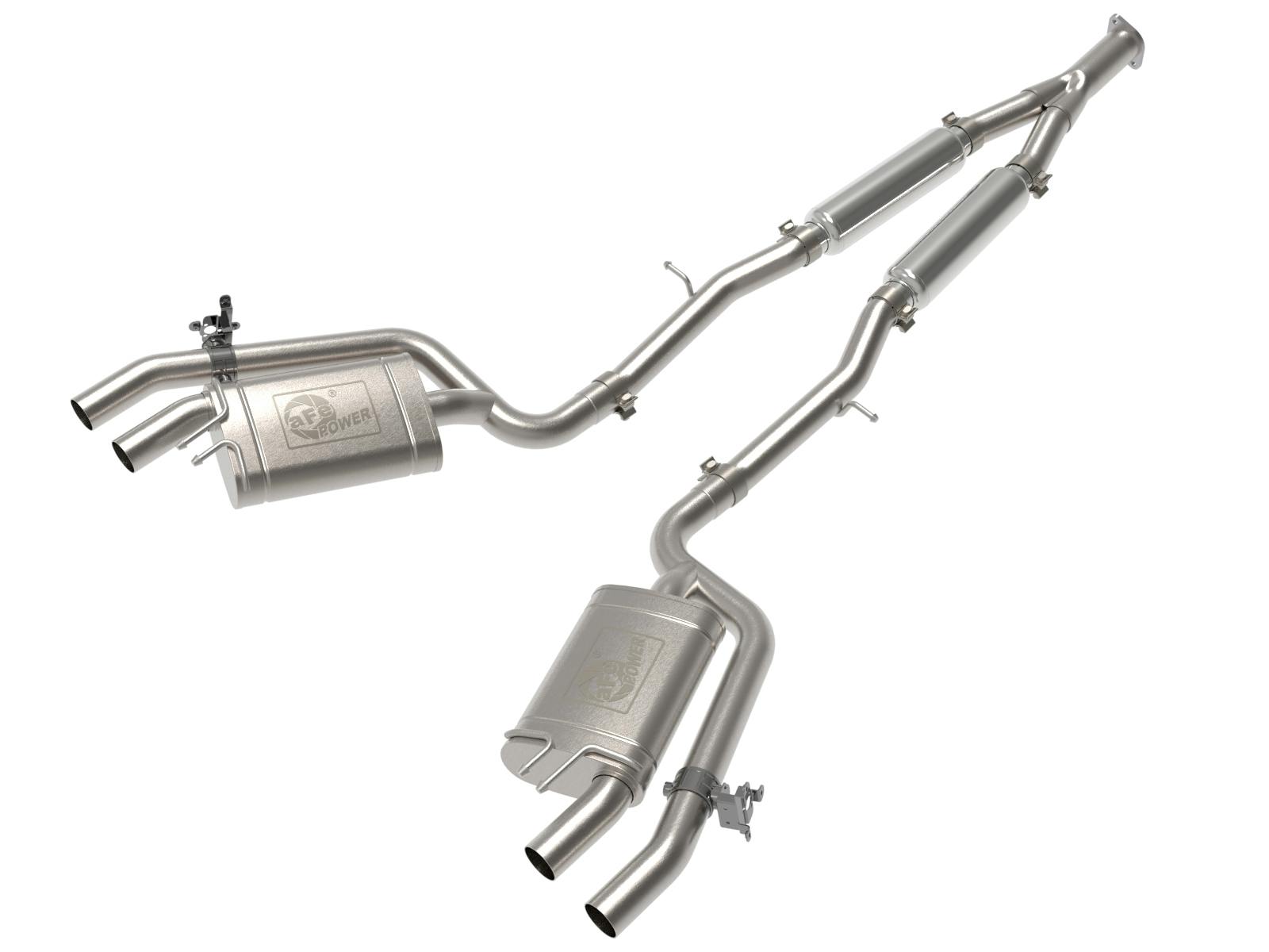 AFE 49-37024 Gemini XV 3 IN to 2-1/2 304 Stainless Steel Cat-Back Exhaust System w/ Cut-Out
