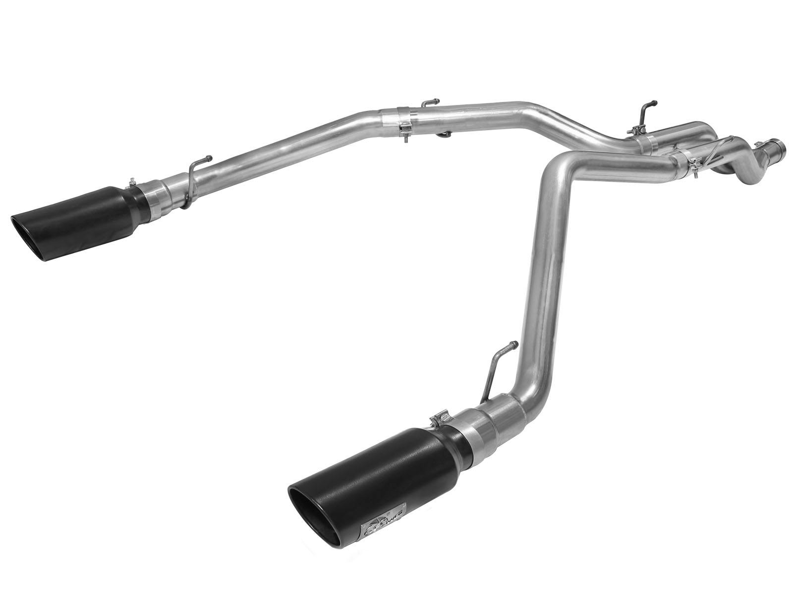 AFE 49-42045-B Large Bore-HD 3 IN 409 Stainless Steel DPF-Back Exhaust System w/Black Tip
