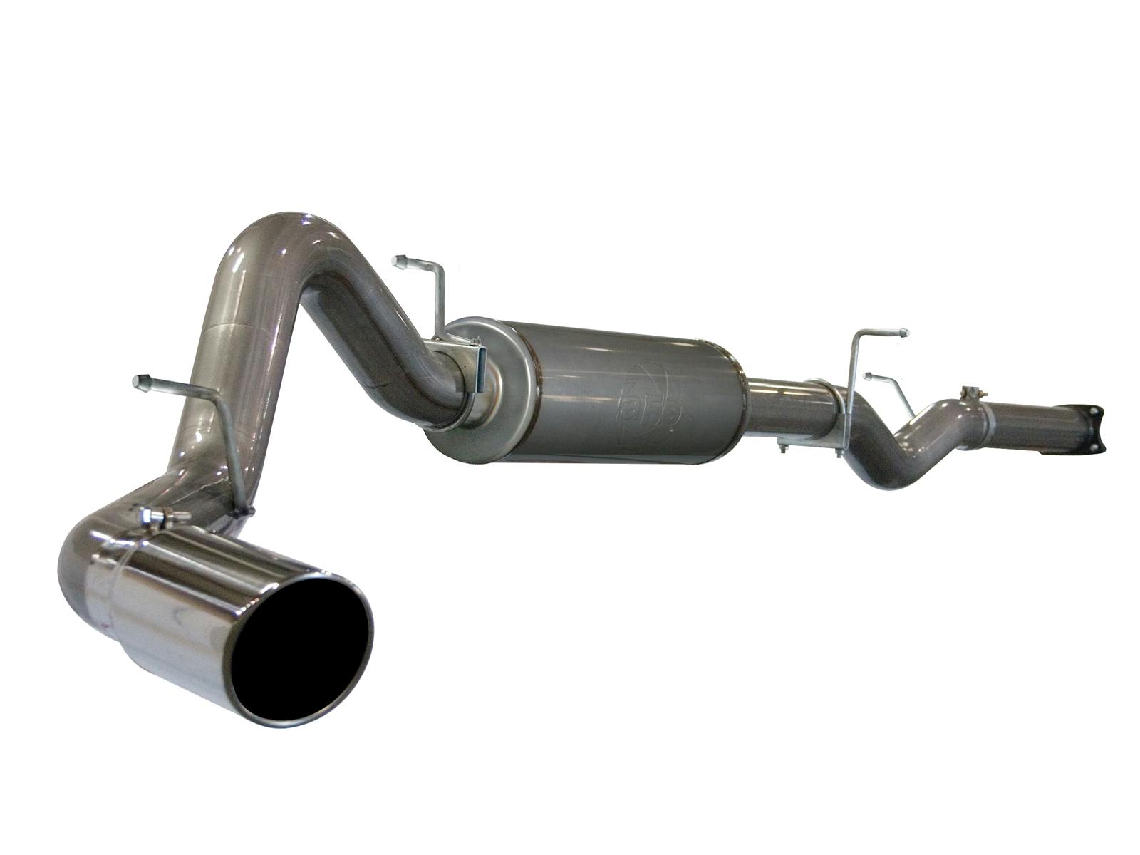 AFE 49-44001 Large Bore-HD 4 IN 409 Stainless Steel Cat-Back Exhaust System w/ Polished Tip