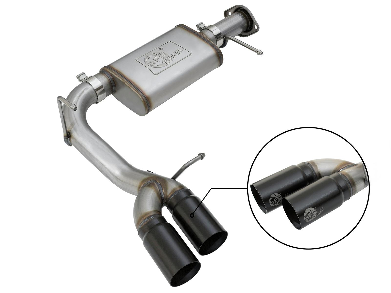 AFE 49-44061-B Rebel Series 3 IN 409 Stainless Steel Cat-Back Exhaust System w/Black Tip